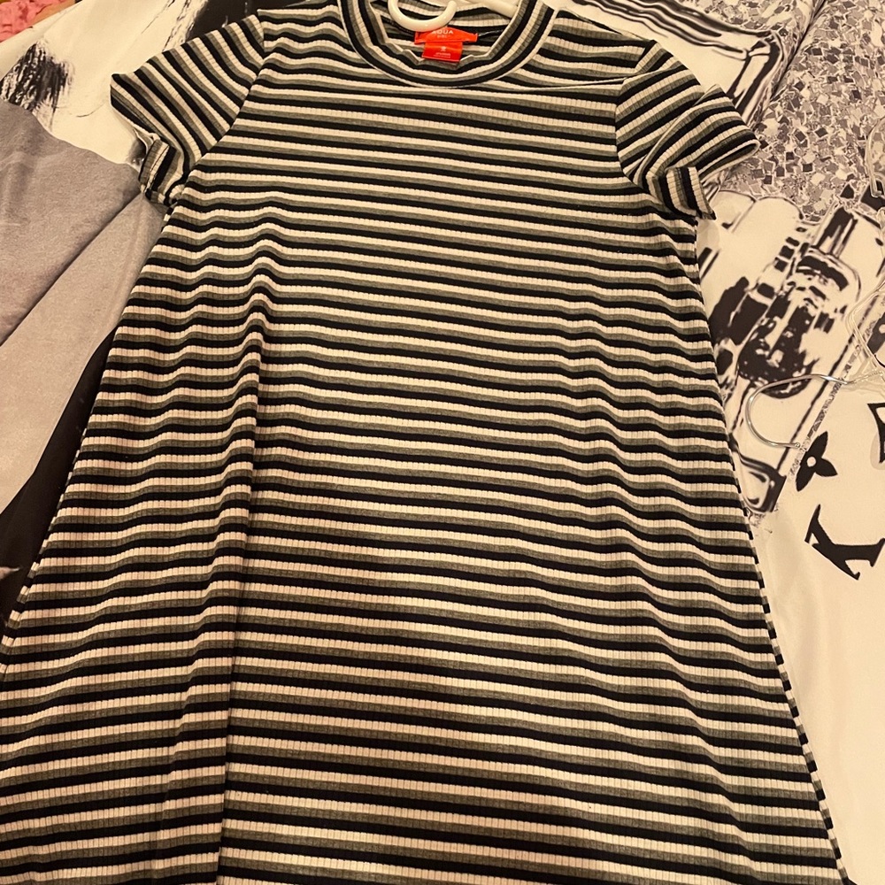 Aqua striped cotton dress